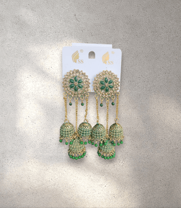 3-Tier Green Jhumka