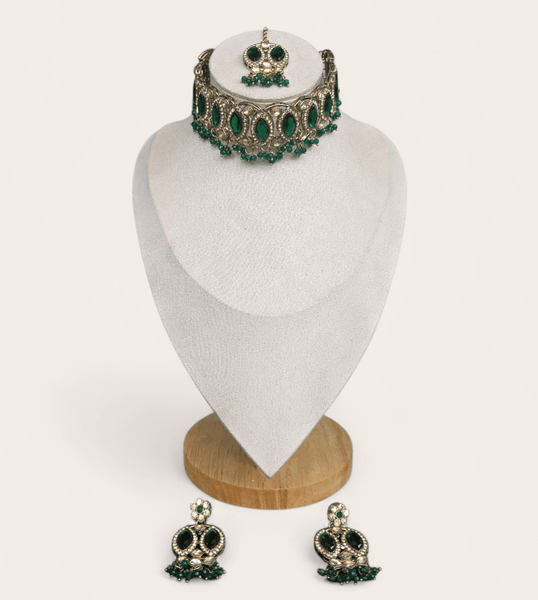 Emerald Green Soft Choker Jewellery Set
