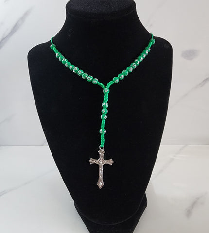 Green Rosary with Cross