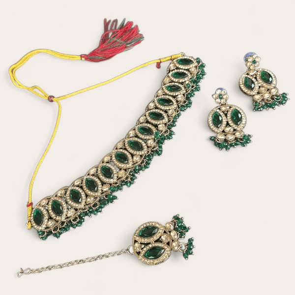 Emerald Green Soft Choker Jewellery Set