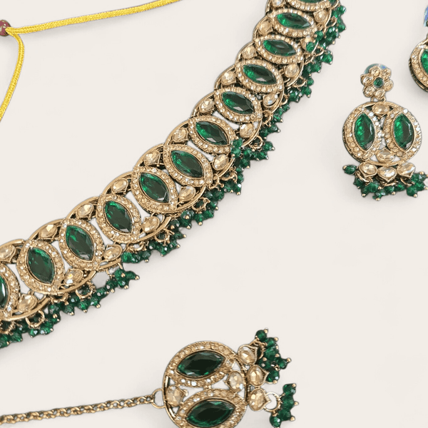 Emerald Green Soft Choker Jewellery Set