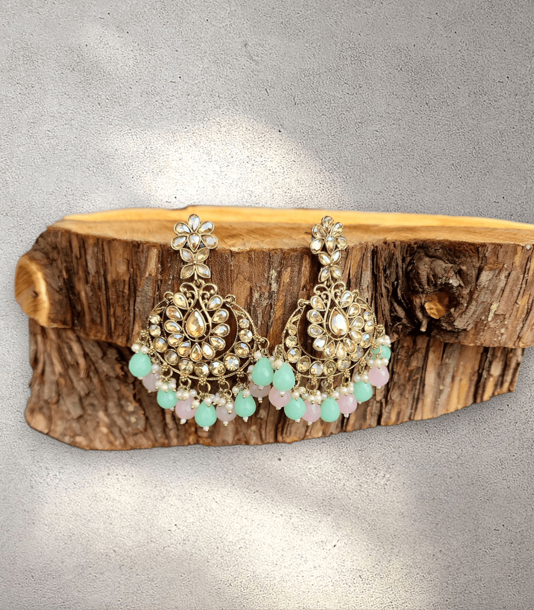 Green and Pink Pearl Blossom Jhumka