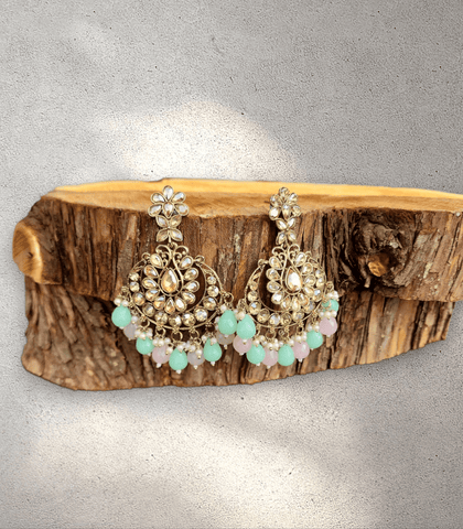 Green and Pink Pearl Blossom Jhumka