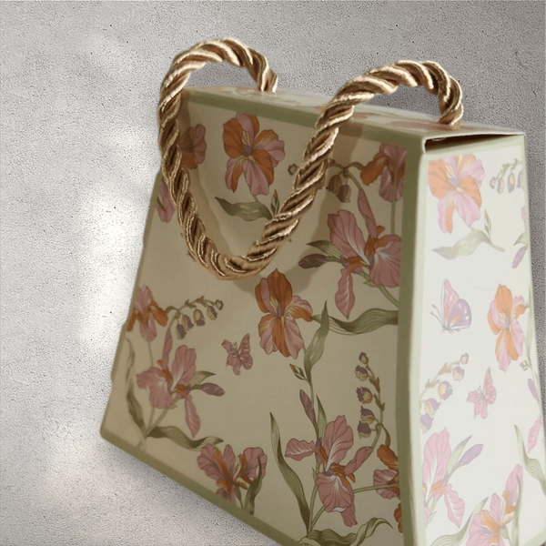 Green Floral Souvenir Box with Handle