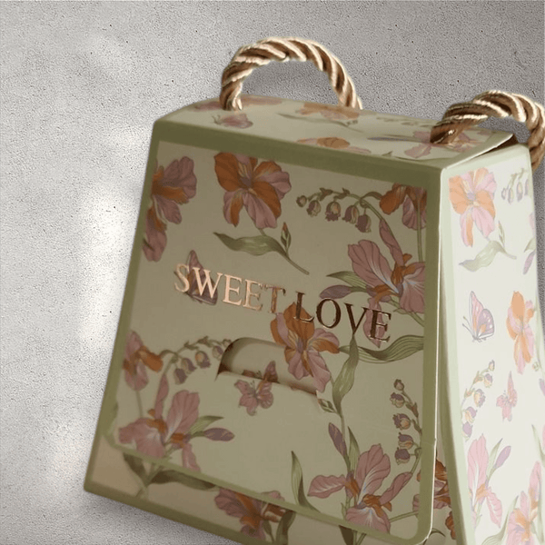 Green Floral Souvenir Box with Handle