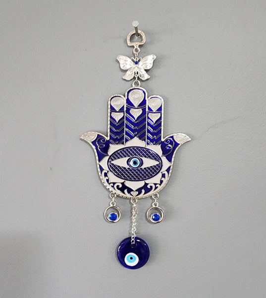 Blue Evil Eye Hamsa Hand and Butterfly Hanging Ornament