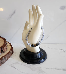Howlite and Tigers Eye Gemstone Bracelet