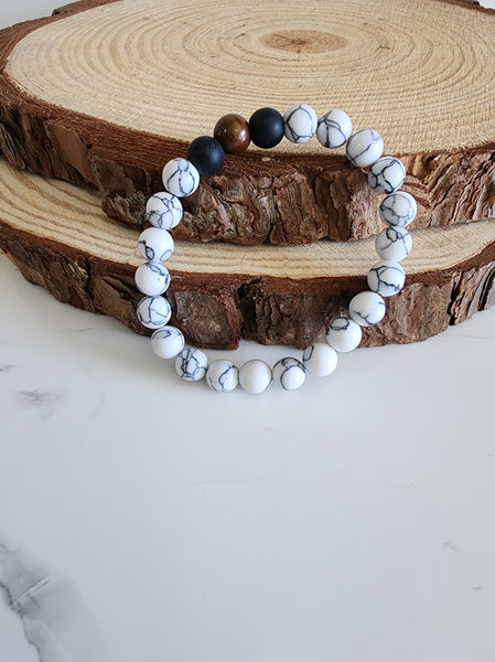 Howlite and Tigers Eye Gemstone Bracelet