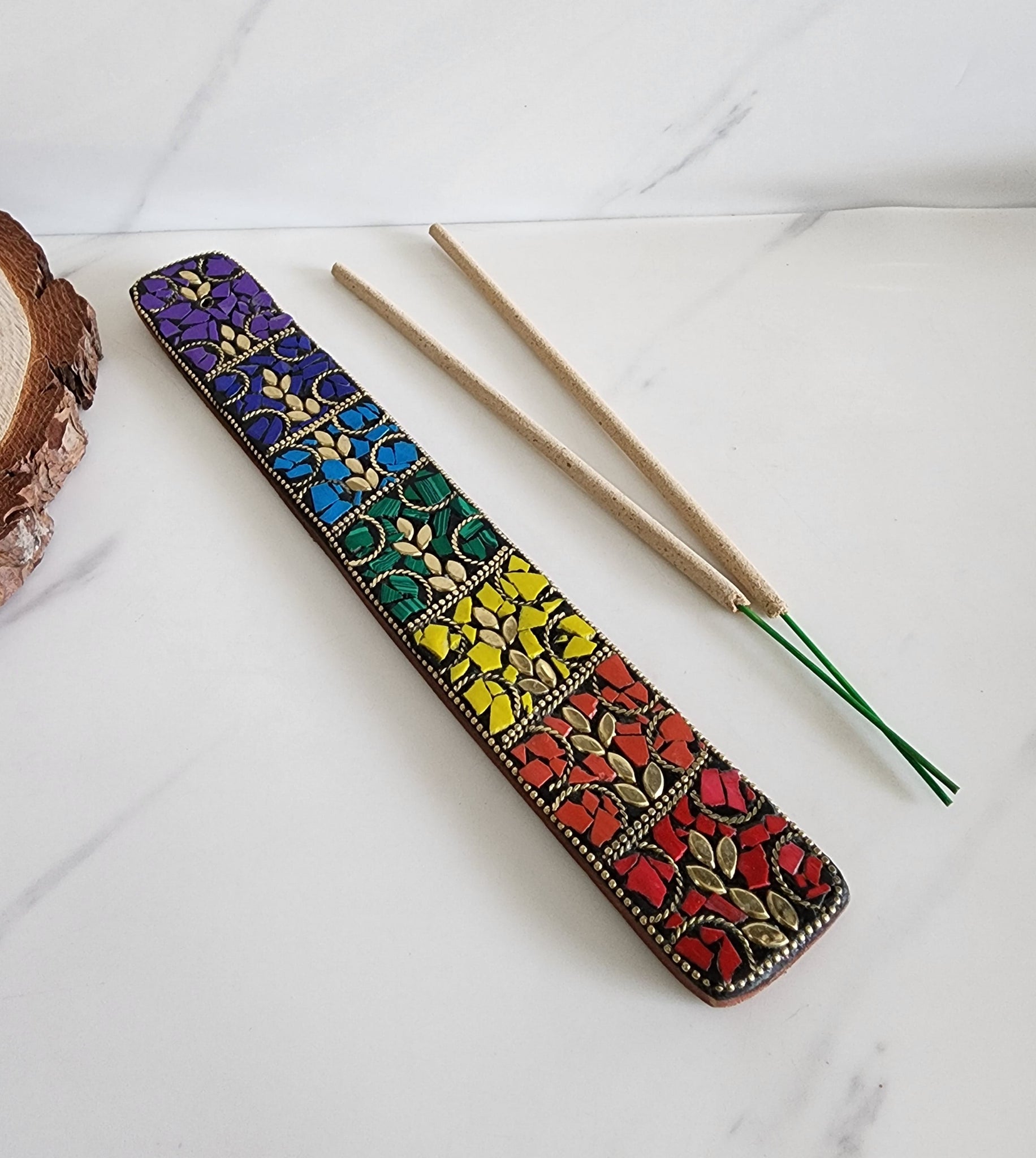 Mosaic Wooden Incense Holder