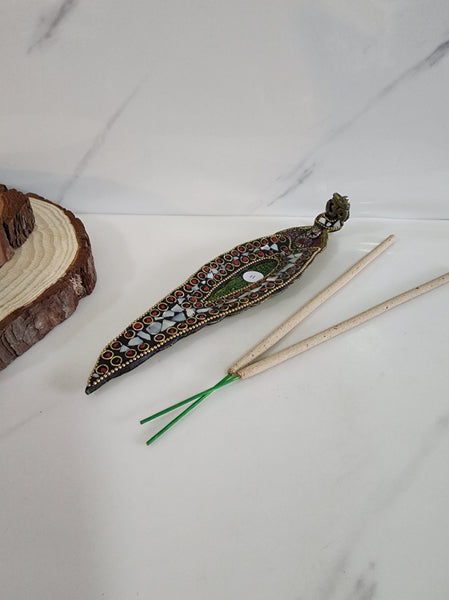 Mosaic Brass Incense Holder