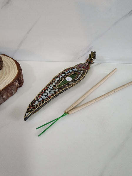 Mosaic Brass Incense Holder