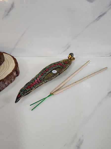 Mosaic Brass Incense Holder