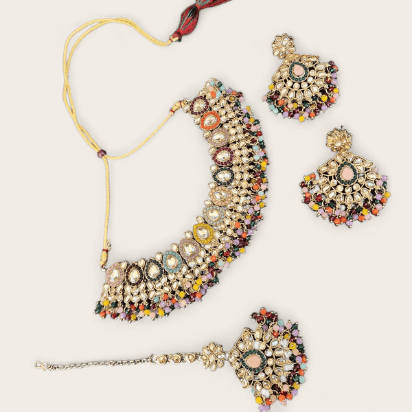 Multi-Colour Soft Choker Jewellery Set - Style 5