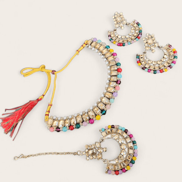 Multi-Colour Soft Choker Jewellery Set - Style 2
