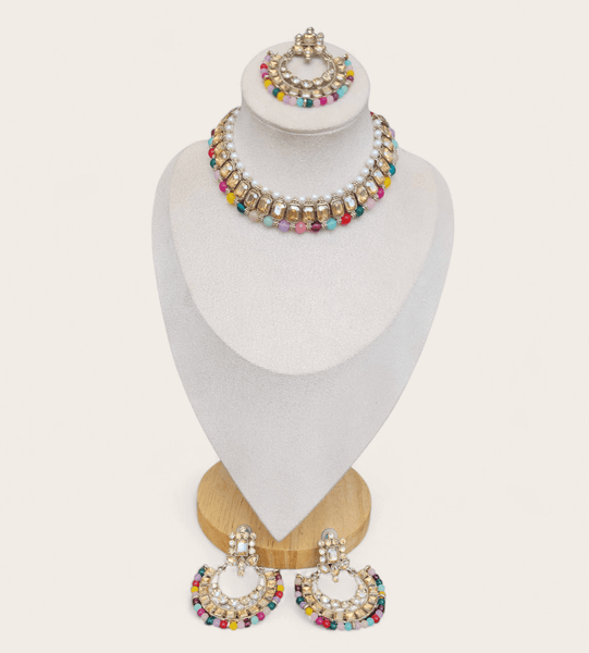 Multi-Colour Soft Choker Jewellery Set - Style 2