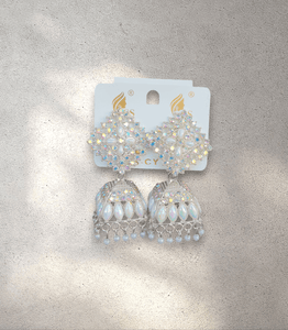 White Rainbow Diamante Jhumka