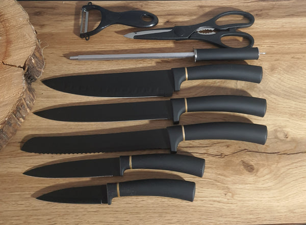 9 Piece Black Knife Set