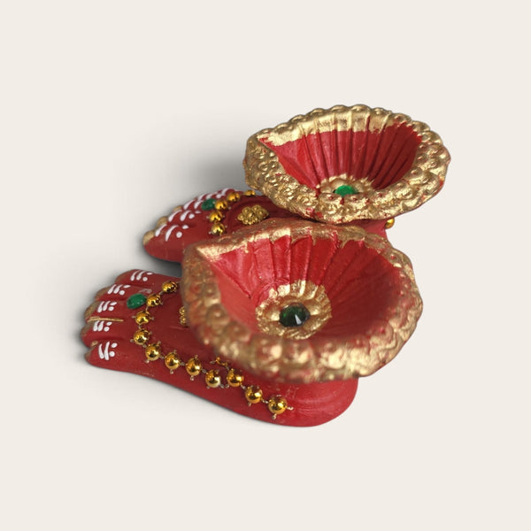 Lakshmi Charan Feet Clay Diya