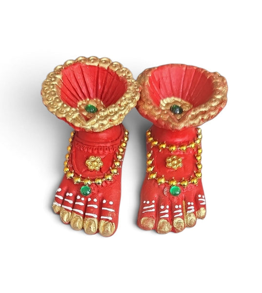 Lakshmi Charan Feet Clay Diya