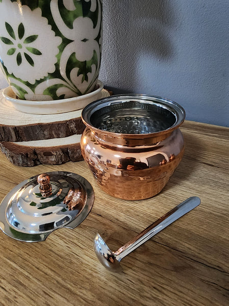 Dimple Copper Container with Spoon