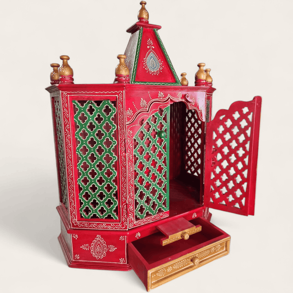 Red Wooden Prayer Mandhir