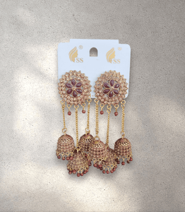 3-Tier Maroon Jhumka