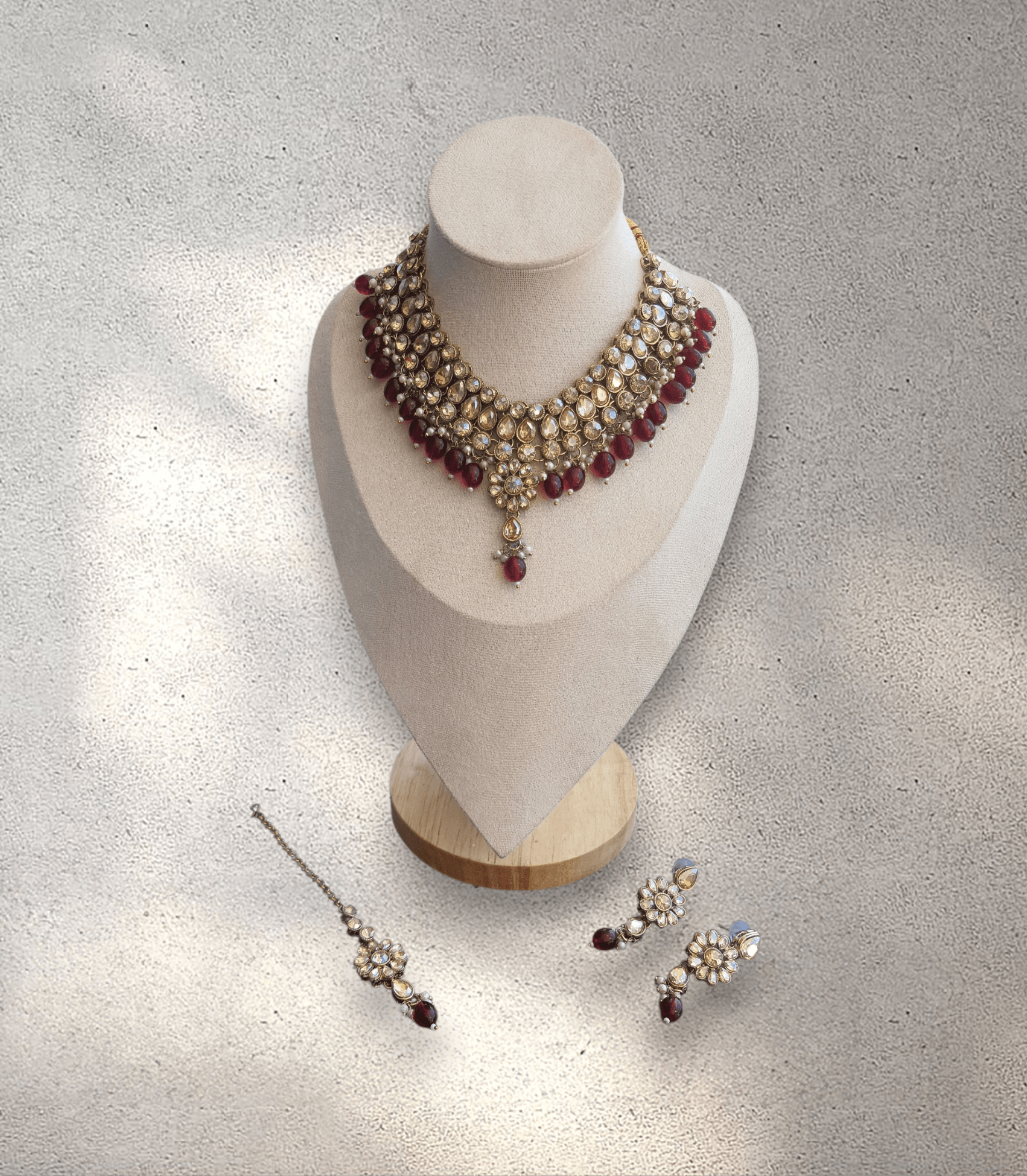 Maroon Flower Soft Jewellery Set