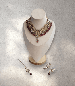 Maroon Flower Soft Jewellery Set