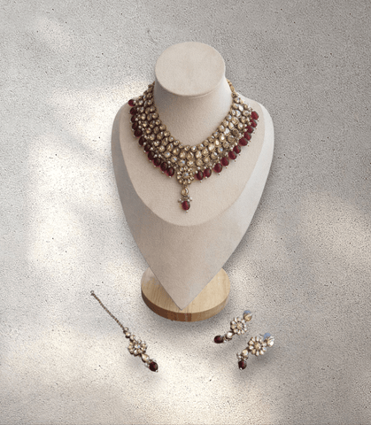 Maroon Flower Soft Jewellery Set