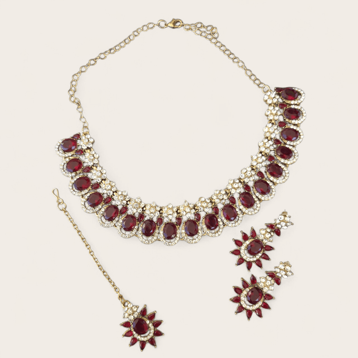 Bollywood Maroon Diamond Jewellery Set – The Guru's Hut