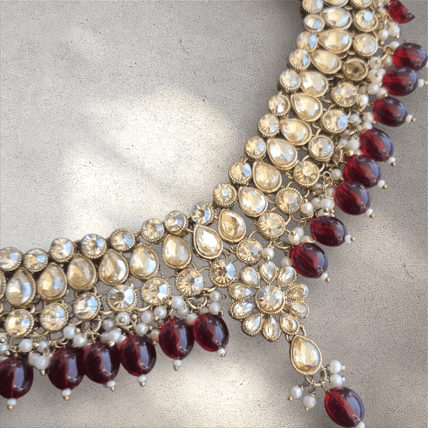 Maroon Flower Soft Jewellery Set