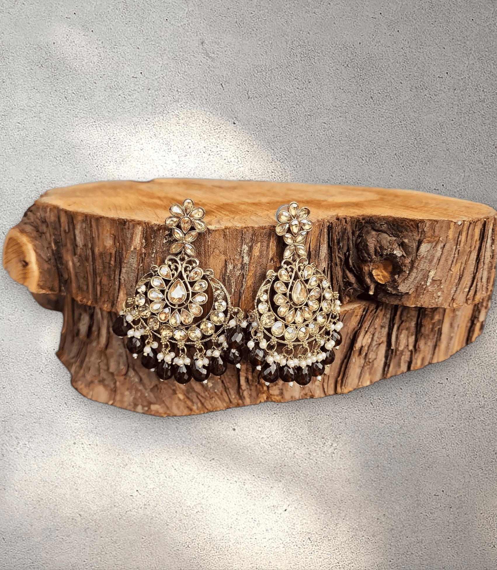 Maroon Pearl Blossom Jhumka