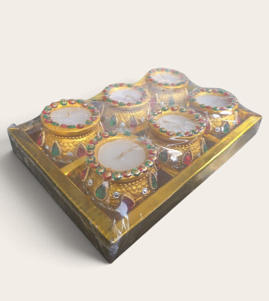 Gold Matka Clay Lamps (Pack of 6)