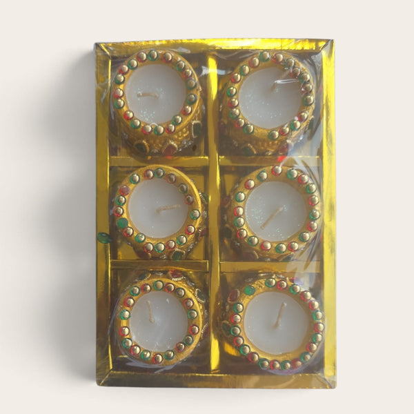 Gold Matka Clay Lamps (Pack of 6)