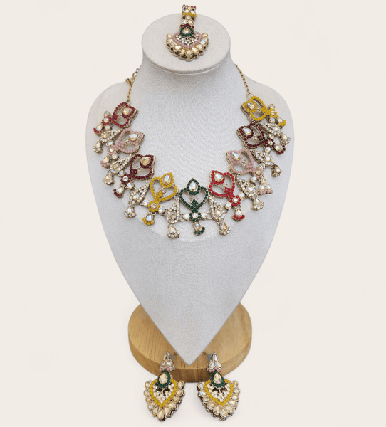 Multi-Colour Soft Choker Jewellery Set - Style 3