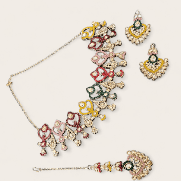 Multi-Colour Soft Choker Jewellery Set - Style 3