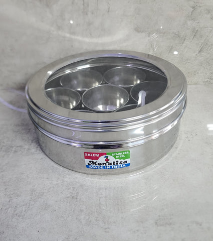 Masala Dabba (Spice Container) Clear Lid - Medium