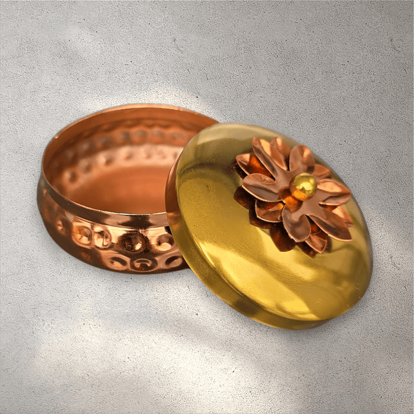 Metal Flower Dabba (Container)