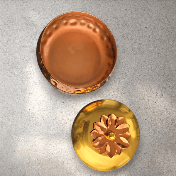 Metal Flower Dabba (Container)