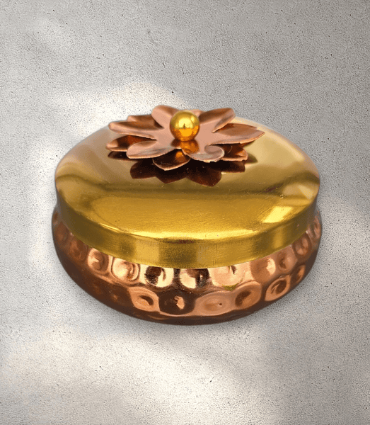 Metal Flower Dabba (Container)