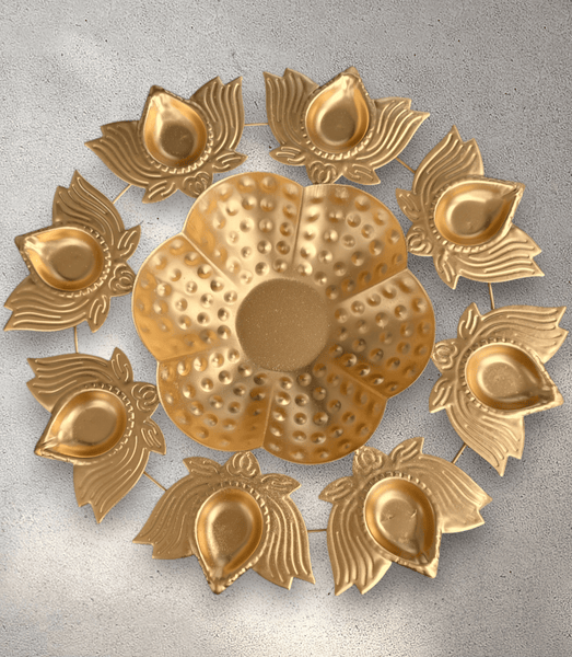 Bronze Metal Diya Bowl Tray - Style 1