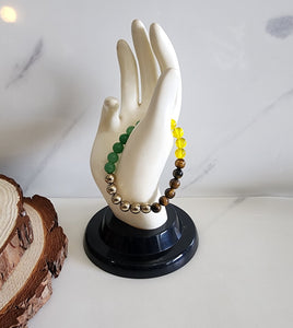 Power, Wealth Crystal Bracelet (Tigers Eye, Pyrite, Citrine, Green Aventurine)