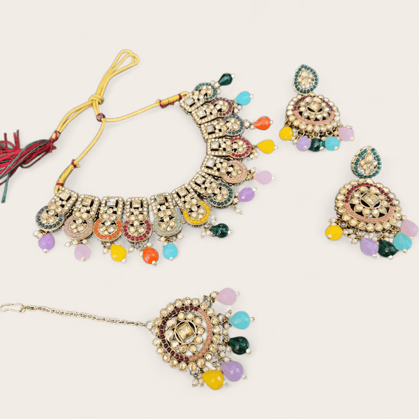 Multi-Colour Soft Choker Jewellery Set - Style 7