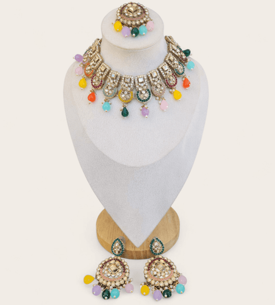 Multi-Colour Soft Choker Jewellery Set - Style 7