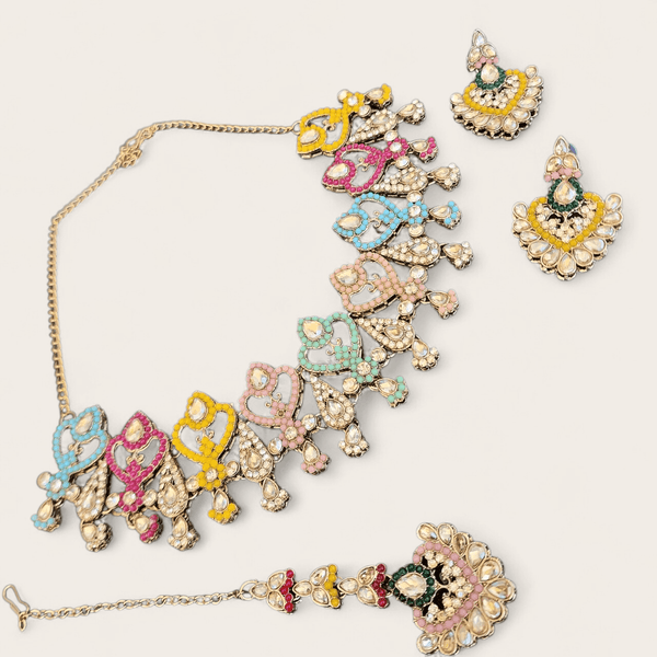 Multi-Colour Soft Choker Jewellery Set - Style 6