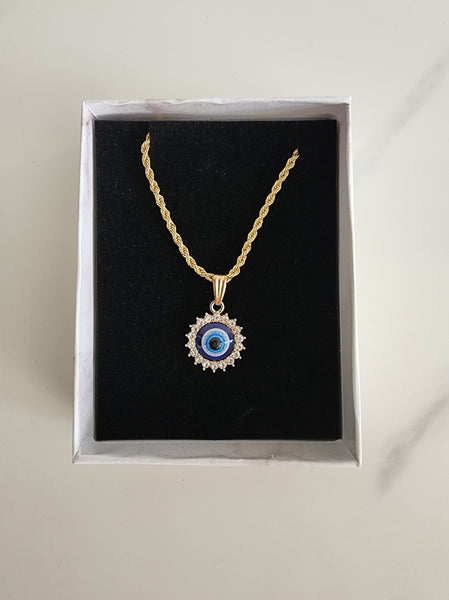 Round Pendant Evil Eye Necklace