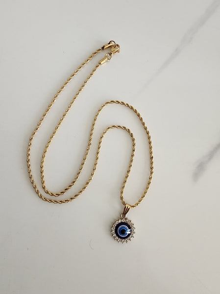 Round Pendant Evil Eye Necklace