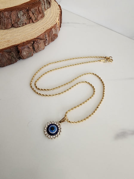 Round Pendant Evil Eye Necklace