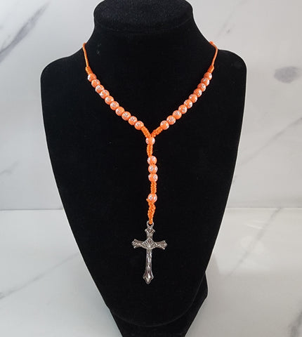 Orange Rosary with Cross