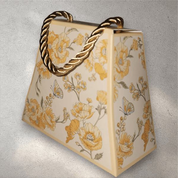 Orange Floral Souvenir Box with Handle